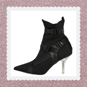 Amazing Black Clear Heel Booties